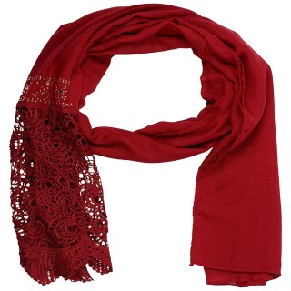 Designer Cotton Plain Women's Stole - Ruby Red